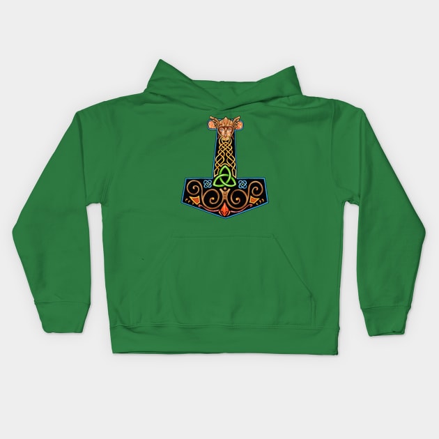 Painted Thor's Hammer Kids Hoodie by Art By Cleave